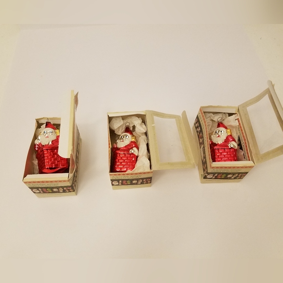 Silvestri Holiday Lot 3 Vintage Silvestri Glass Santa Christmas